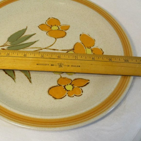 Vintage 1970's Ceramic Stoneware Floral Flower Power Dinner Plate MCM - Picture 7 of 8